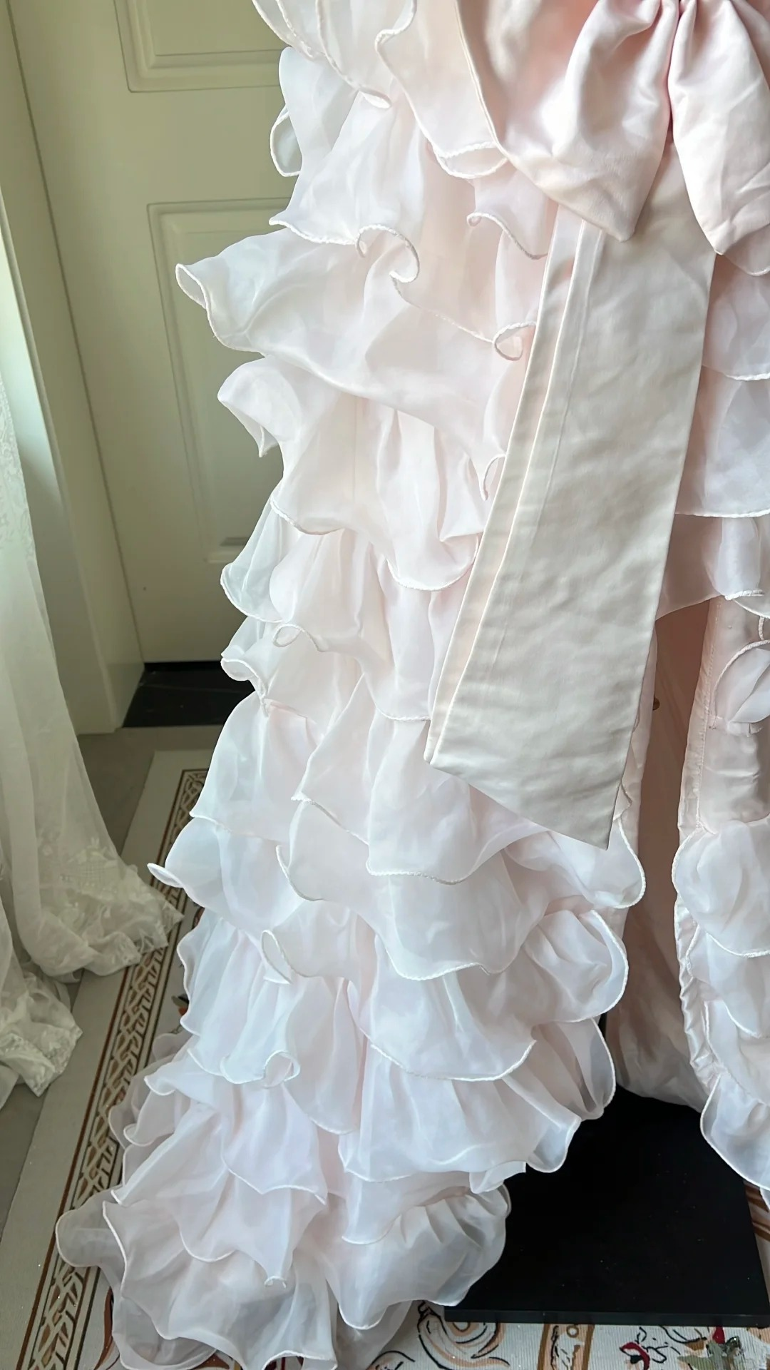 Pretty Sweet 16 Dress Long Strapless Pink With Bow-knot Layers Ball Gown Sweet Sixteen Party Birthday Dresses RC0677