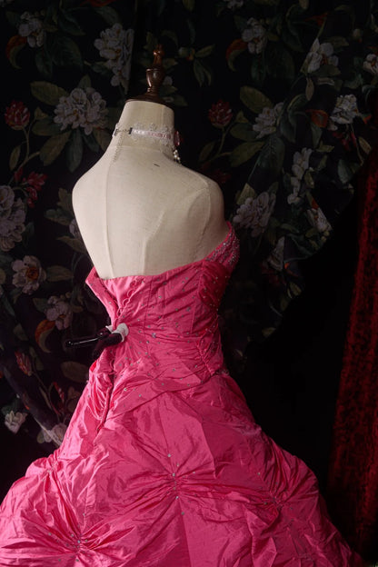 Charming Ball Gown Formal Events Strapless Pink With Silver Beaded Quince Dress Quinceanera Dresses Birthday Outfits RB8575