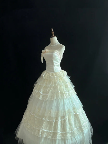 Luxury Ball Gown Strapless Poofy Long With Ruffled Tiered Lace Quince Dress inspo Quinceanera Dresses Sweet 15 16 Outfits RB7808
