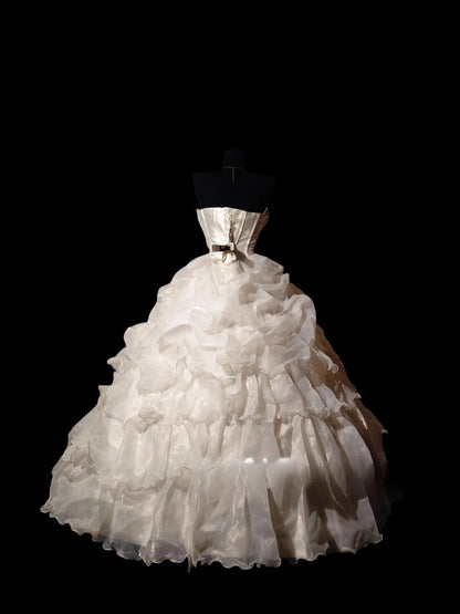 Strapless Ivory Ball Gown Quinceanera Dress, Sweet 15 Birthday Formal Dress RC0060