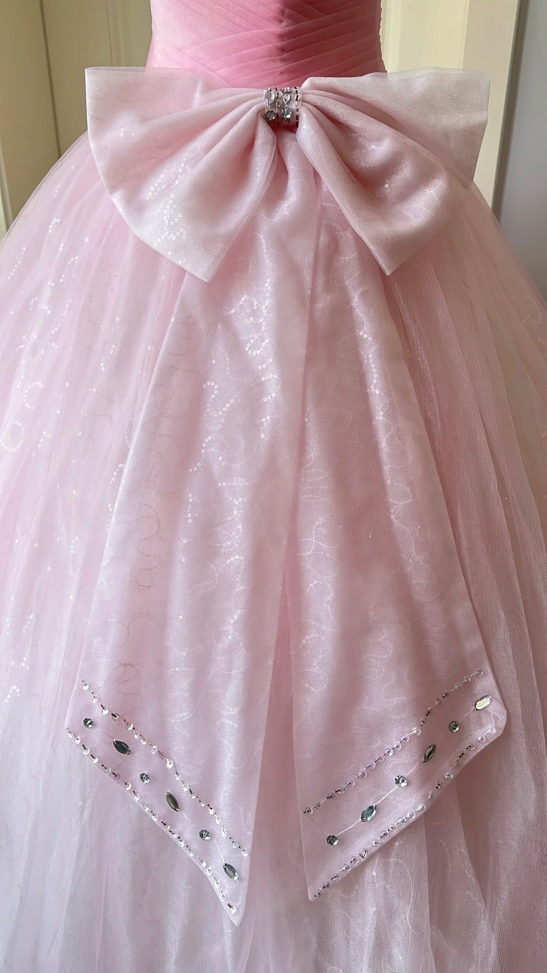Cute Sweet 16 Dress Long Sweetheart Pink With Bow-knot Tulle Ball Gown Sweet Sixteen Party Birthday Dresses RC0680