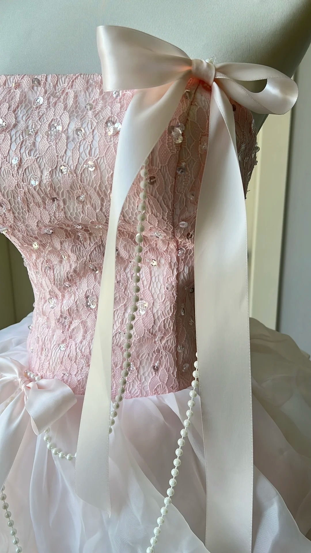 Modest Prom Dresses Aesthetic High Low Pink Strapless Organza Straps Evening Outfits RC0681