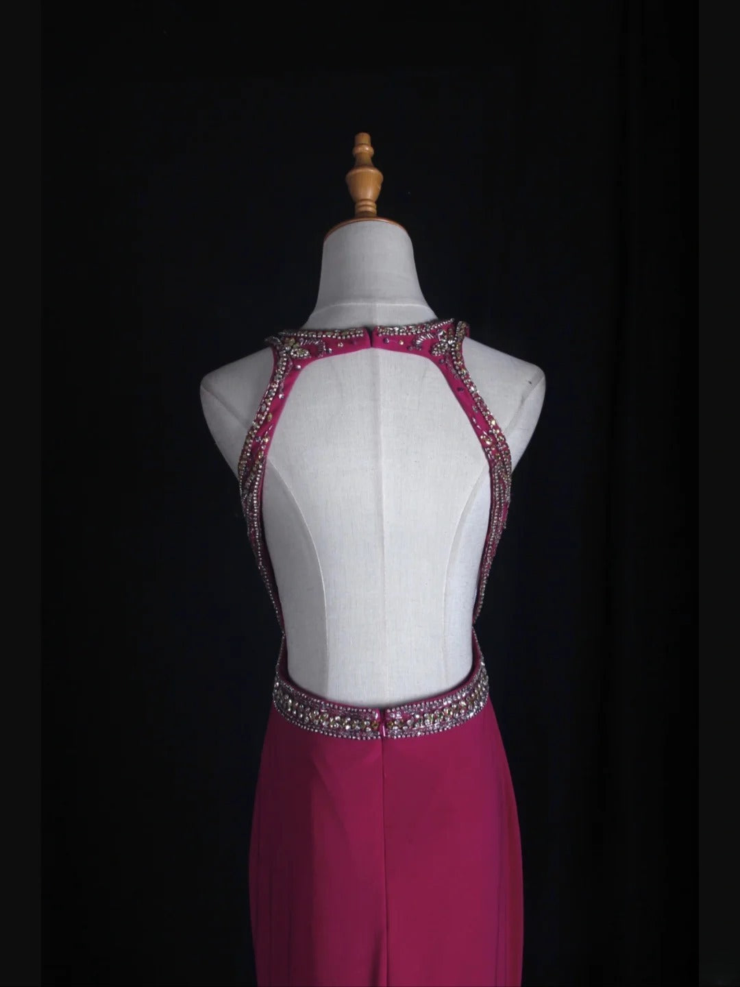 Vintage Mermaid 80s Scoop Hot Pink Backless Beads With Beaded Open Backs Long Prom Dresses Inspo Birthday Outfit Formal Gowns AS364