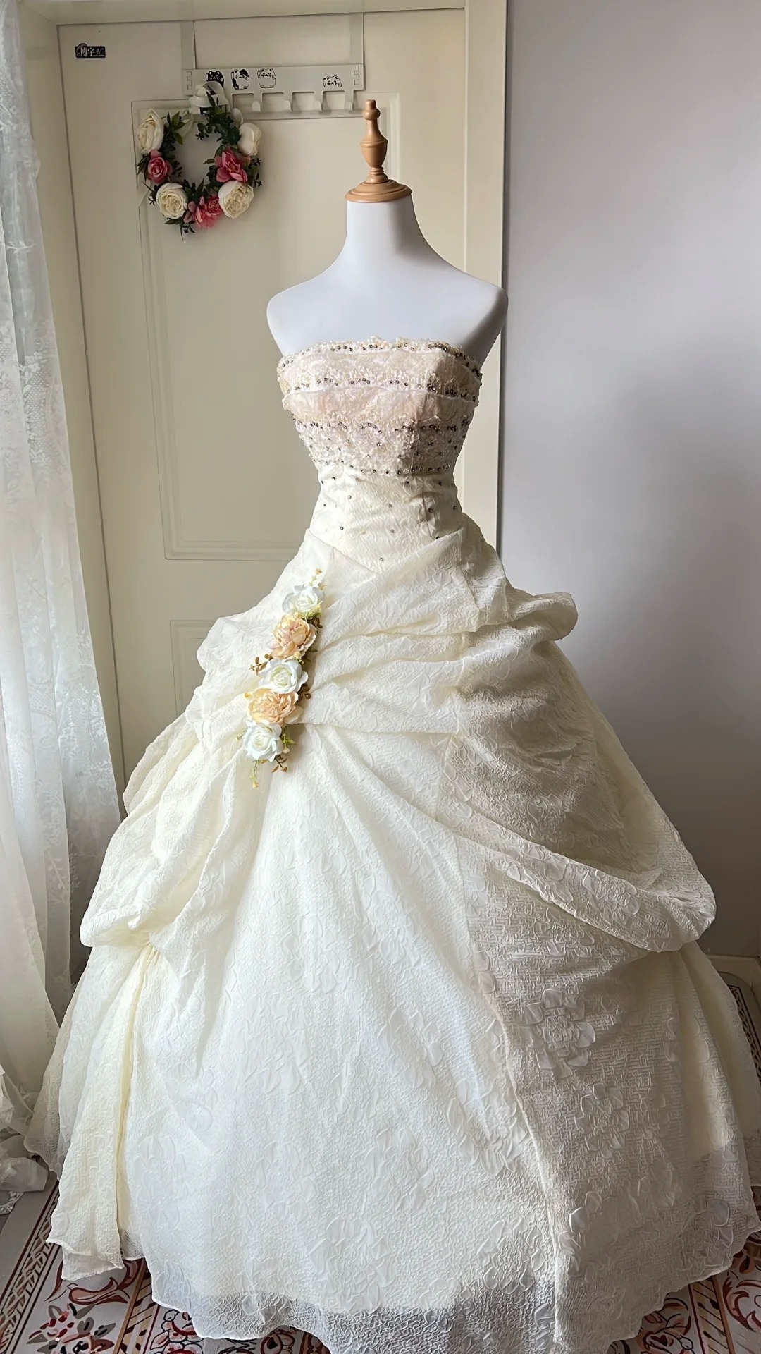 Sweet 15 Quinceanera Dresses Ball Gown Strapless Yellow With Beading Long 16th Birthday Dress RC0689