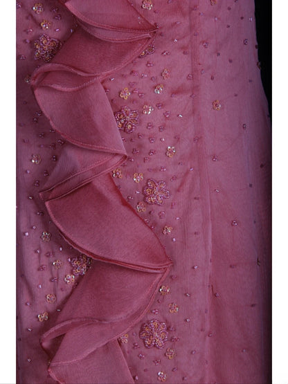 Retro 60s High Low Spaghetti Straps Pink Chiffon With Beads Prom Dresses Inspo 22th Birthday Outfit Formal Gown AS367