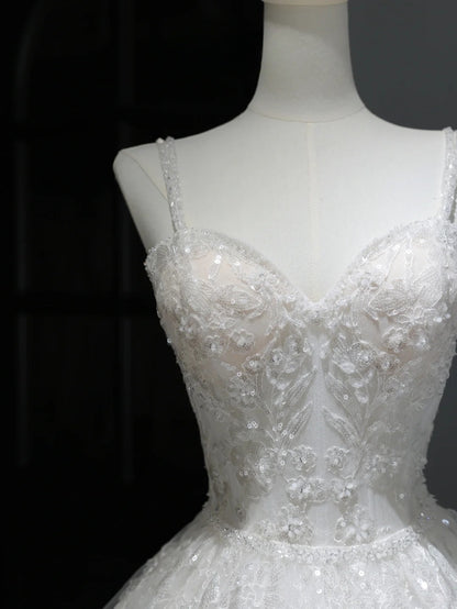 Elegant Classy Long Wedding Gowns Boho Ideas Spaghetti Strap Dresses Bohemian Style for Bride With Fitted Lace Bridal Gown AS368