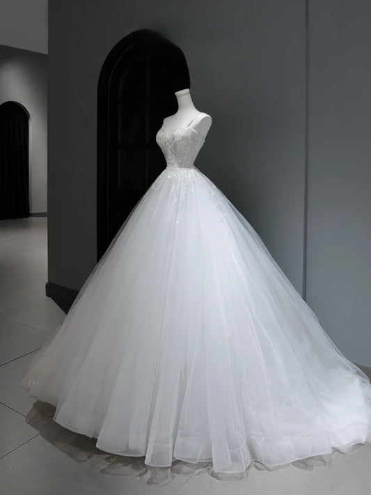 Elegant Classy Long Wedding Gowns Boho Ideas Spaghetti Strap Dresses Bohemian Style for Bride With Fitted Lace Bridal Gown AS368