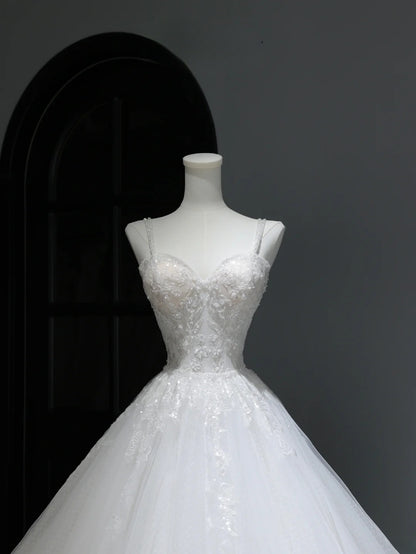 Elegant Classy Long Wedding Gowns Boho Ideas Spaghetti Strap Dresses Bohemian Style for Bride With Fitted Lace Bridal Gown AS368