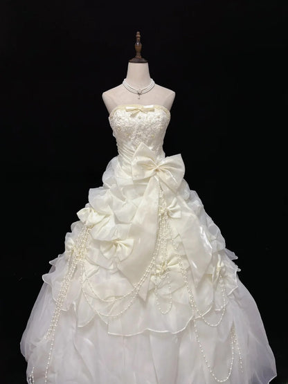 Beautiful Ball Gown Strapless Poofy Long With Ruffled Tiered Beads Quince Dress inspo Quinceanera Dresses Sweet 15 16 Outfits RB7822