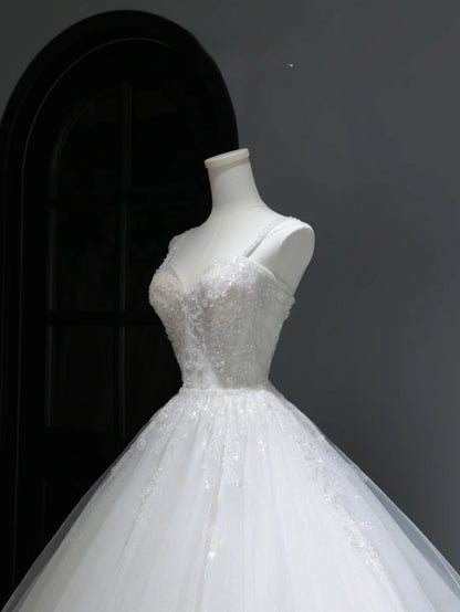 Elegant Classy Long Wedding Gowns Boho Ideas Spaghetti Strap Dresses Bohemian Style for Bride With Fitted Lace Bridal Gown AS368