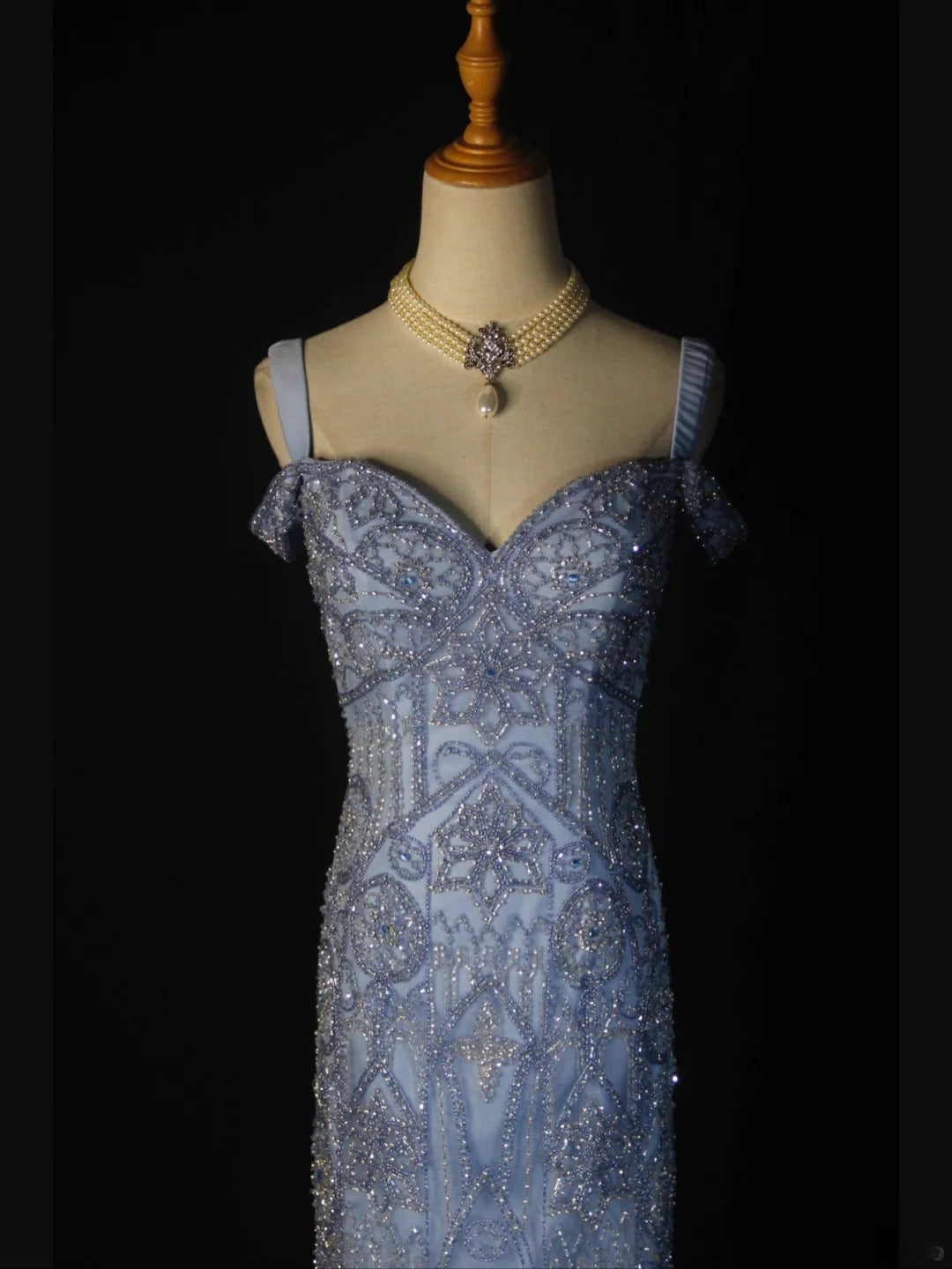 Retro 1950s Mermaid Sweetheart Blue Tulle With Beads Long Prom Dresses Inspo 22th Birthday Outfit Formal Gown AS370
