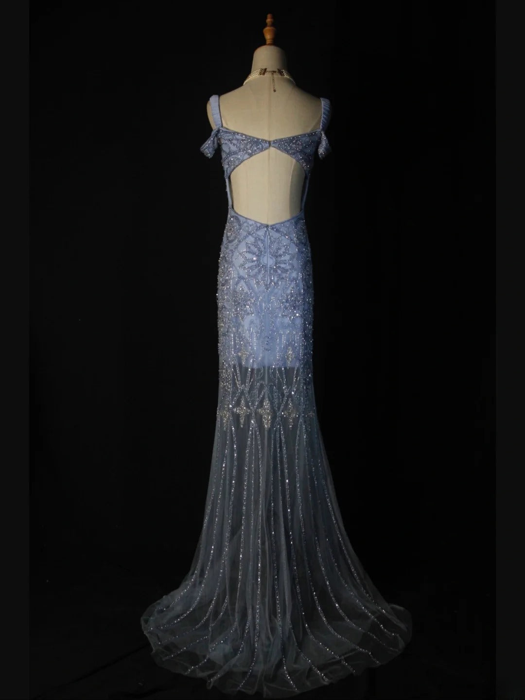 Retro 1950s Mermaid Sweetheart Blue Tulle With Beads Long Prom Dresses Inspo 22th Birthday Outfit Formal Gown AS370
