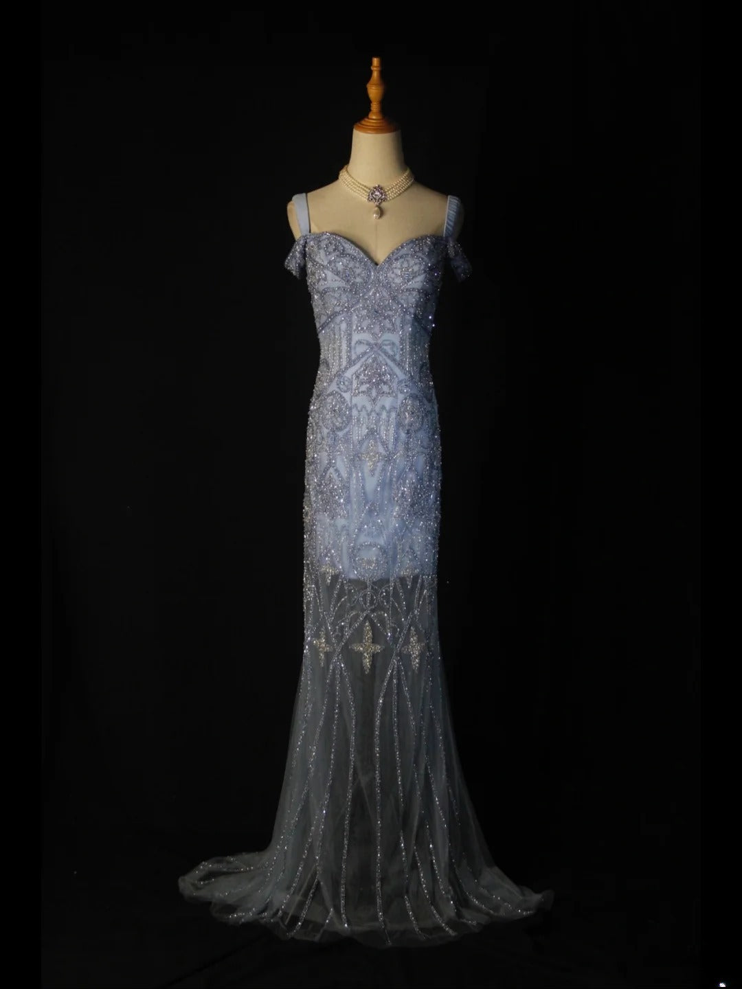 Retro 1950s Mermaid Sweetheart Blue Tulle With Beads Long Prom Dresses Inspo 22th Birthday Outfit Formal Gown AS370