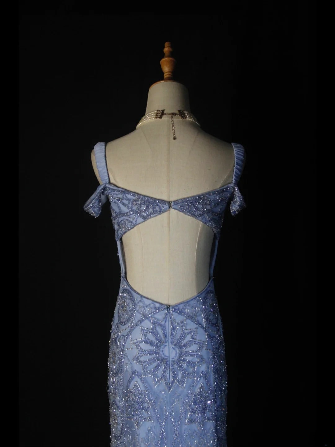 Retro 1950s Mermaid Sweetheart Blue Tulle With Beads Long Prom Dresses Inspo 22th Birthday Outfit Formal Gown AS370