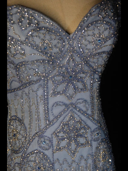 Retro 1950s Mermaid Sweetheart Blue Tulle With Beads Long Prom Dresses Inspo 22th Birthday Outfit Formal Gown AS370