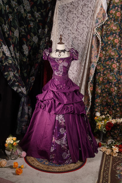 Charming Square Neck Purple Satin Quinceanera Ball Gown For Sweet 15 15 Anos Formal Pageant Dress Photoshoot & Celebration RB8580