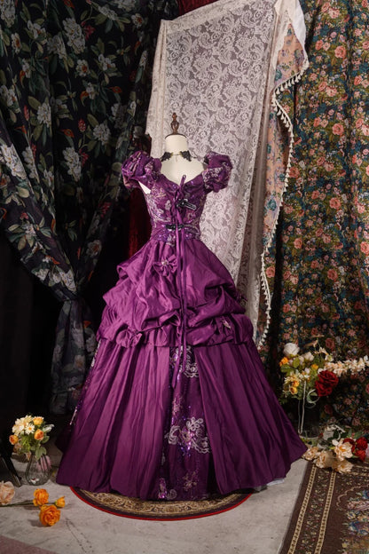 Charming Square Neck Purple Satin Quinceanera Ball Gown For Sweet 15 15 Anos Formal Pageant Dress Photoshoot & Celebration RB8580