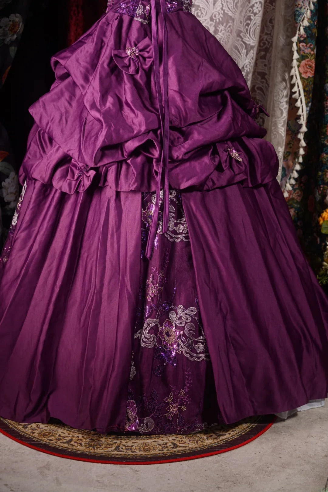 Charming Square Neck Purple Satin Quinceanera Ball Gown For Sweet 15 15 Anos Formal Pageant Dress Photoshoot & Celebration RB8580