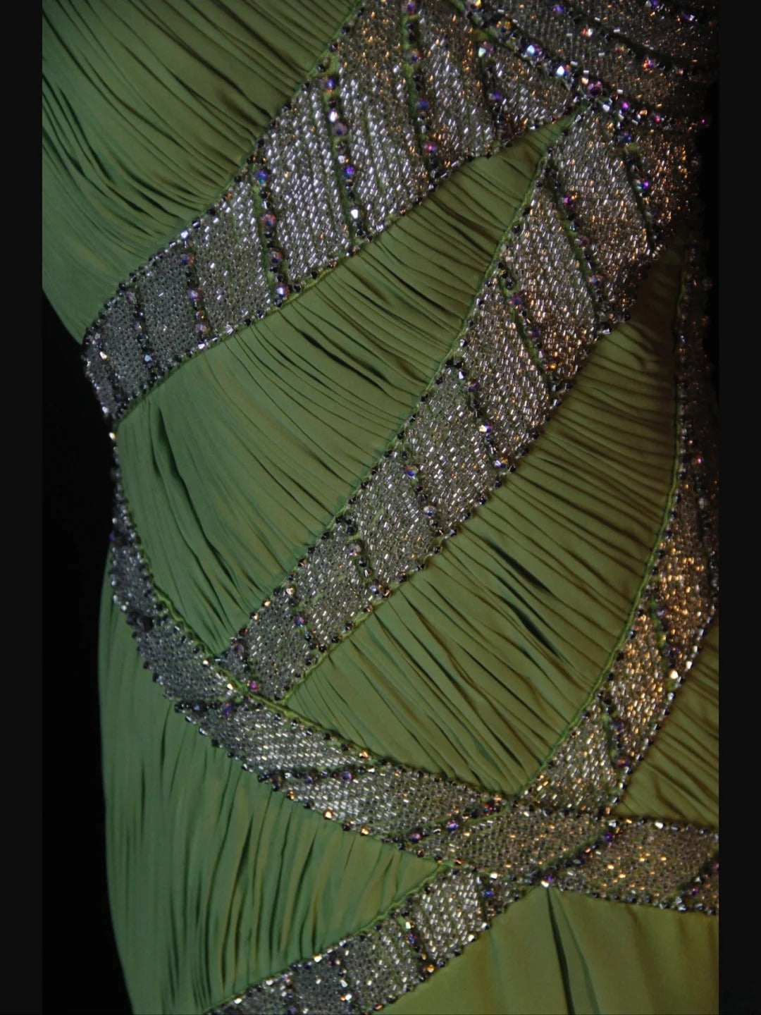 Vintage A Line One Shoulder Bud Green 1950s With Pleated Ruffled Beaded Bodice Long Prom Dresses Inspo Birthday Outfit Formal Gown AS372