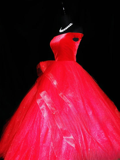 Charming Prom Dresses Ball Gown Off The Shoulder Red With Corset Fitted Back Night Evening Formal Outfits RB6194
