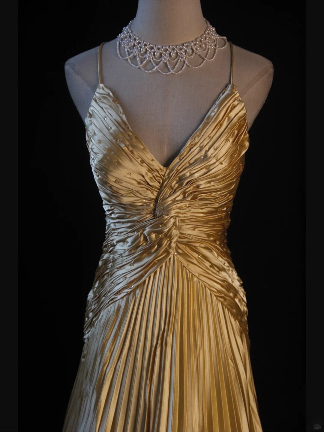 Retro 60s A line Spaghetti Straps Gold Taffeta With Beads Prom Dresses Inspo 22th Birthday Outfit Formal Gown AS373