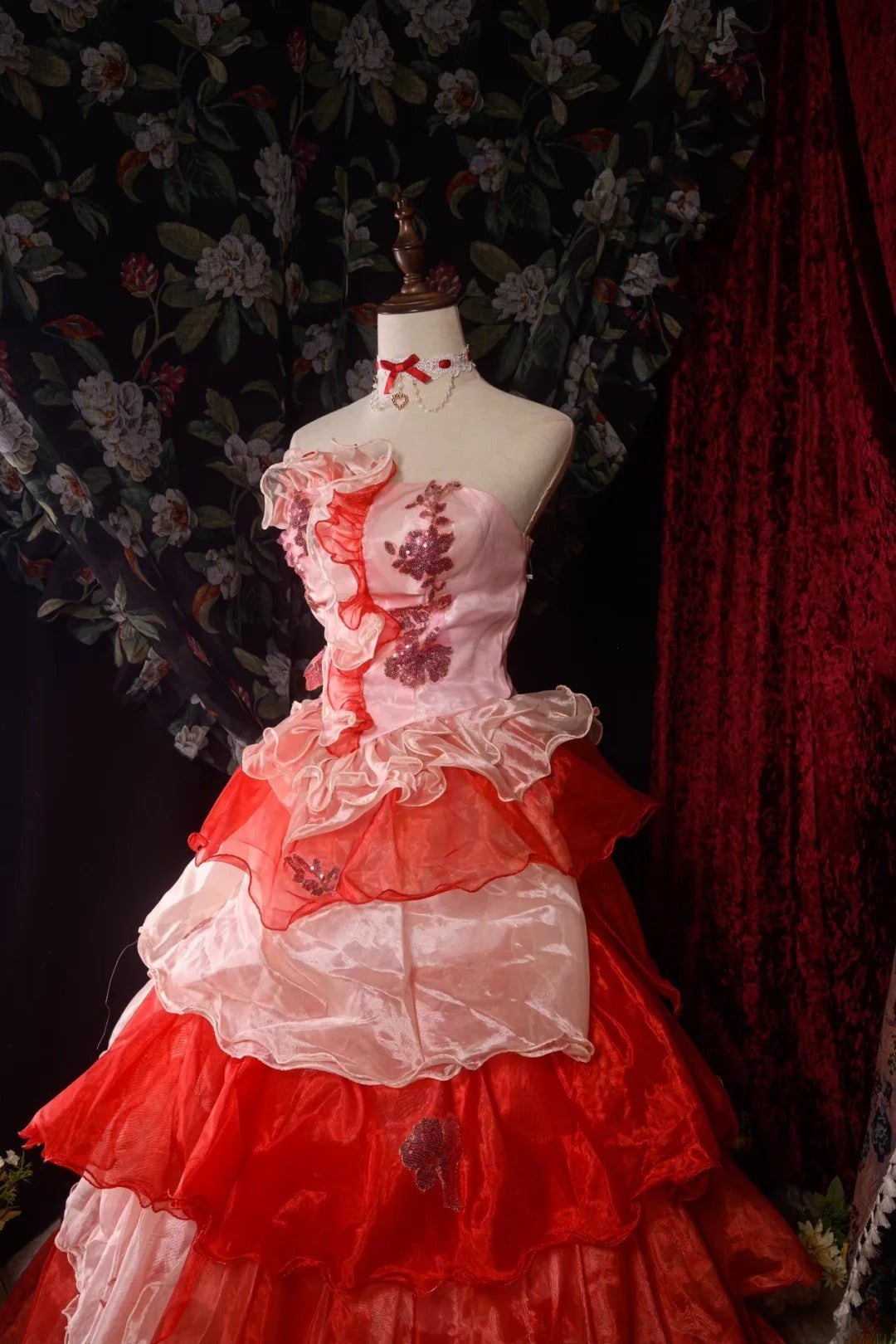 Elegant Formal Outfit for 15 Anos Photoshoot & Celebration Ball Gown Quinceañera Dresses Red For Pageant Dress RB8582