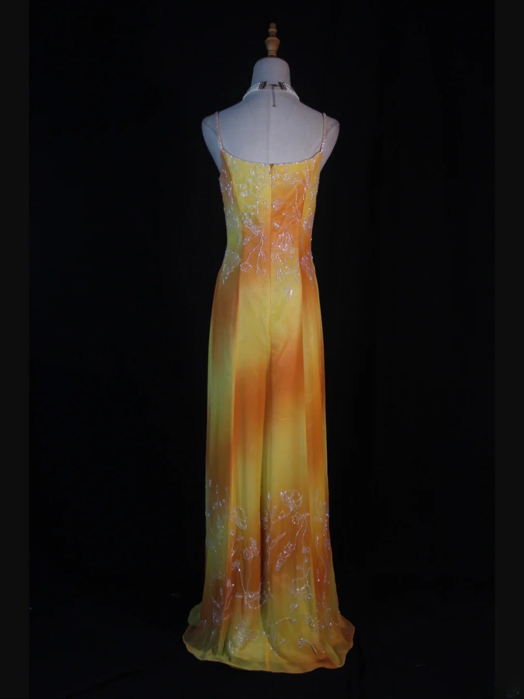 Retro 60s A line Spaghetti Straps Multi Colors Chiffon With Beads Long Prom Dresses Inspo 22th Birthday Outfit Formal Gown AS376