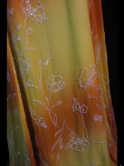 Retro 60s A line Spaghetti Straps Multi Colors Chiffon With Beads Long Prom Dresses Inspo 22th Birthday Outfit Formal Gown AS376