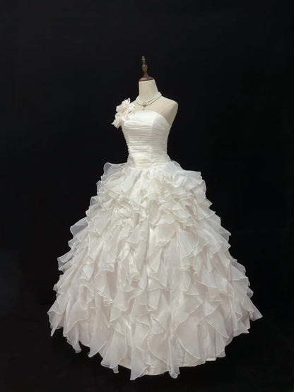 Princess Ball Gown One Shoulder Chiffon Long With Ruffled Layers Quince Dress inspo Quinceanera Dresses Sweet 15 16 Outfits RB7831