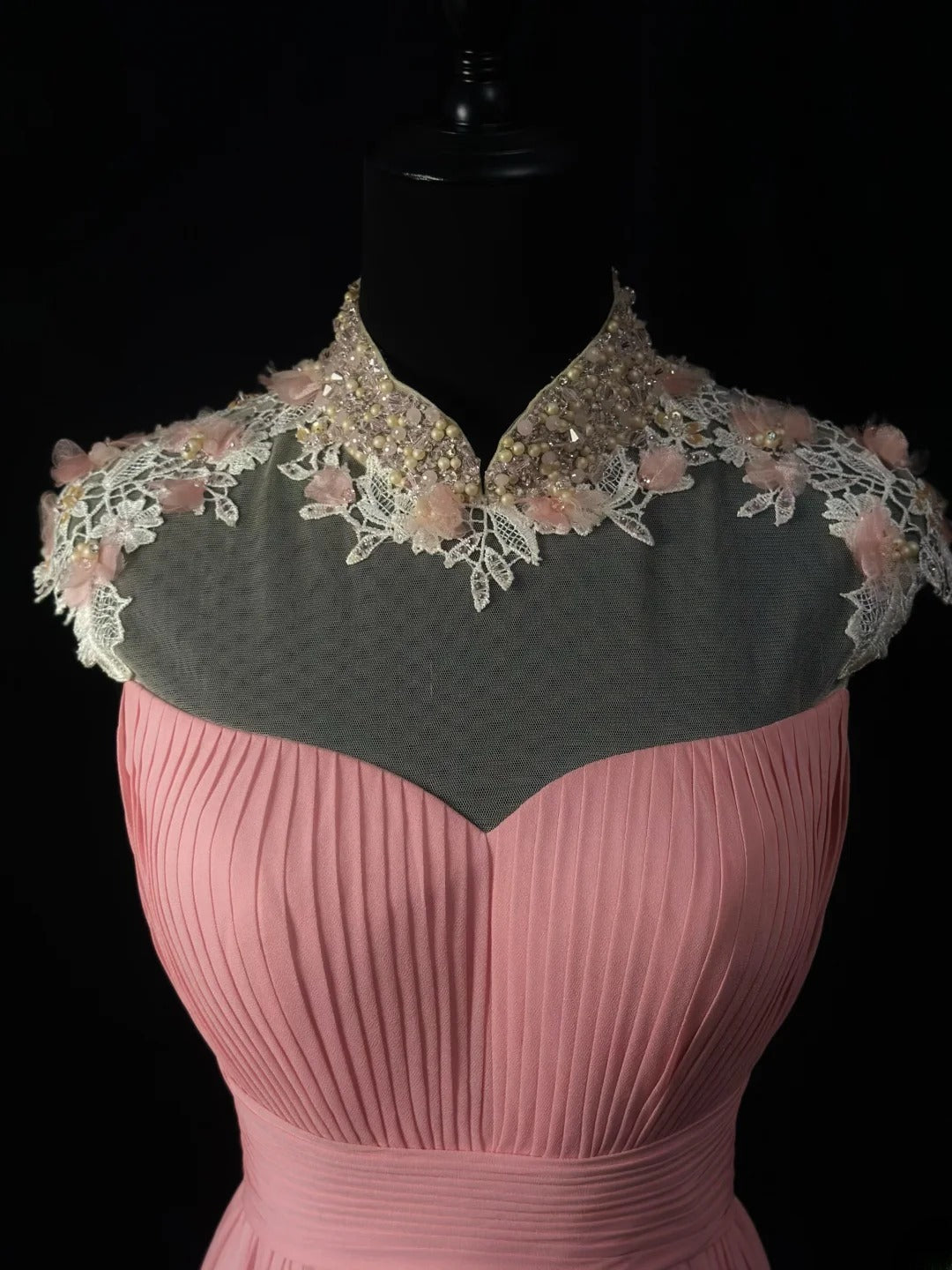 Vintage Prom Dresses A Line High Neck Pink Backless Lace 1950s Retro Classy Long Party Formal Outfits RB6197
