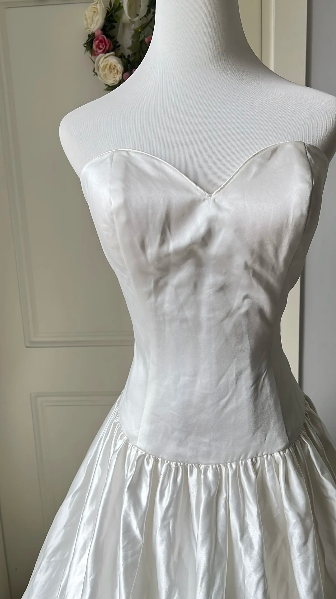 Simple Wedding Dress Ball Gown Sweetheart Satin White With Drop Waist Long Bridal Gown RC0705