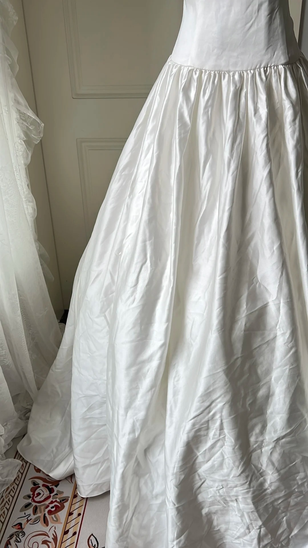 Simple Wedding Dress Ball Gown Sweetheart Satin White With Drop Waist Long Bridal Gown RC0705