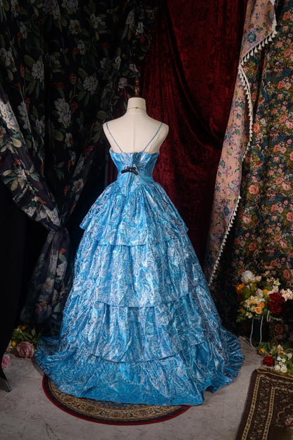 Elegant Ball Gown Spaghetti Straps Blue Quinceanera Dress Sweet 15 15 Anos Quinceañera Dresses For Pageant RB8585