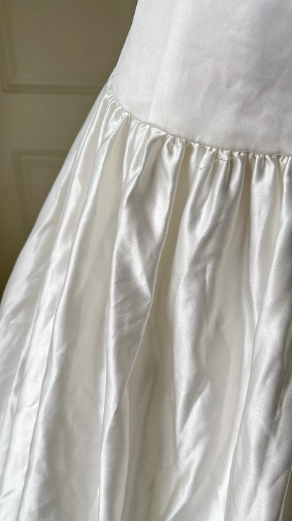 Simple Wedding Dress Ball Gown Sweetheart Satin White With Drop Waist Long Bridal Gown RC0705