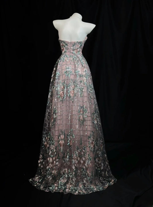 Glitter Prom Dresses A line Sweetheart Pink Sequin 1950s Retro Classy Party Formal Outfits RB6202