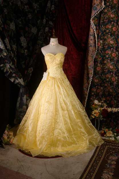 Elegant Ball Gown Sweetheart Yellow Birthday Outfits Quinceanera Dress Sweet 15 15 Anos Quinceañera Dresses For Pageant RB8586