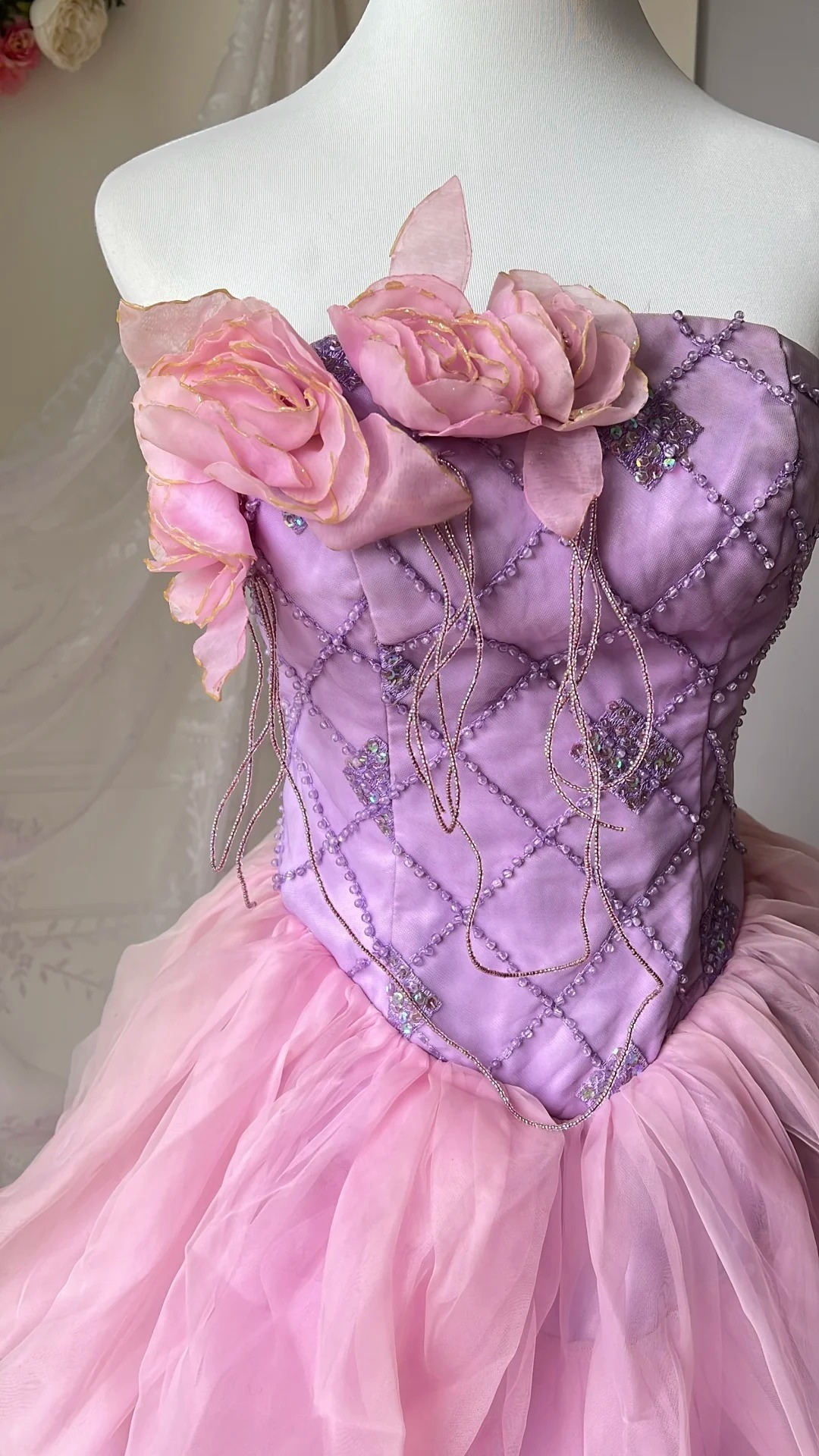 Cute Sweet 16 Dress Long Strapless Pink With Tiered Layers Ball Gown Sweet Sixteen Birthday Dresses RC0706