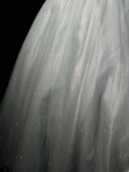 Charming Prom Dresses Ball Gown Sweetheart Silver Gray Tulle With Beading Night Evening Formal Outfits RB6203