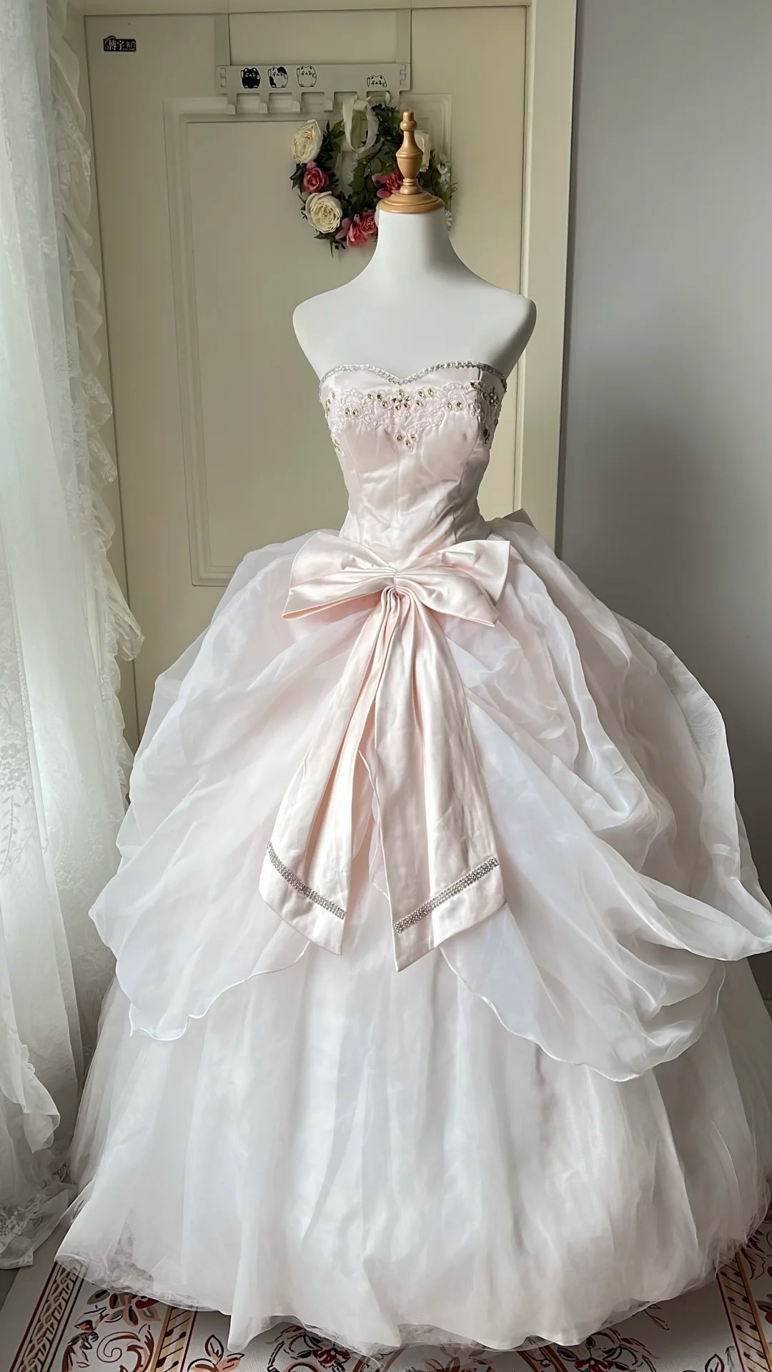 Cute Sweet 16 Dress Long Sweetheart Pearl Pink With Tiered Layers Ball Gown Sweet Sixteen Birthday Dresses RC0707