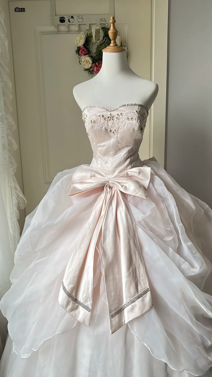 Cute Sweet 16 Dress Long Sweetheart Pearl Pink With Tiered Layers Ball Gown Sweet Sixteen Birthday Dresses RC0707