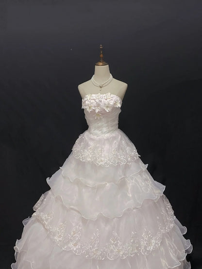 Fairytale Ball Gown Strapless Light Pink Tulle Long With Lace Quince Dress inspo Quinceanera Dresses Sweet 15 16 Outfits RB7838