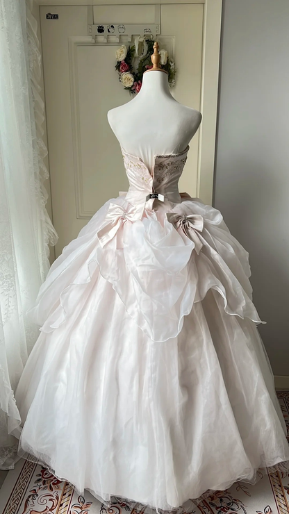 Cute Sweet 16 Dress Long Sweetheart Pearl Pink With Tiered Layers Ball Gown Sweet Sixteen Birthday Dresses RC0707