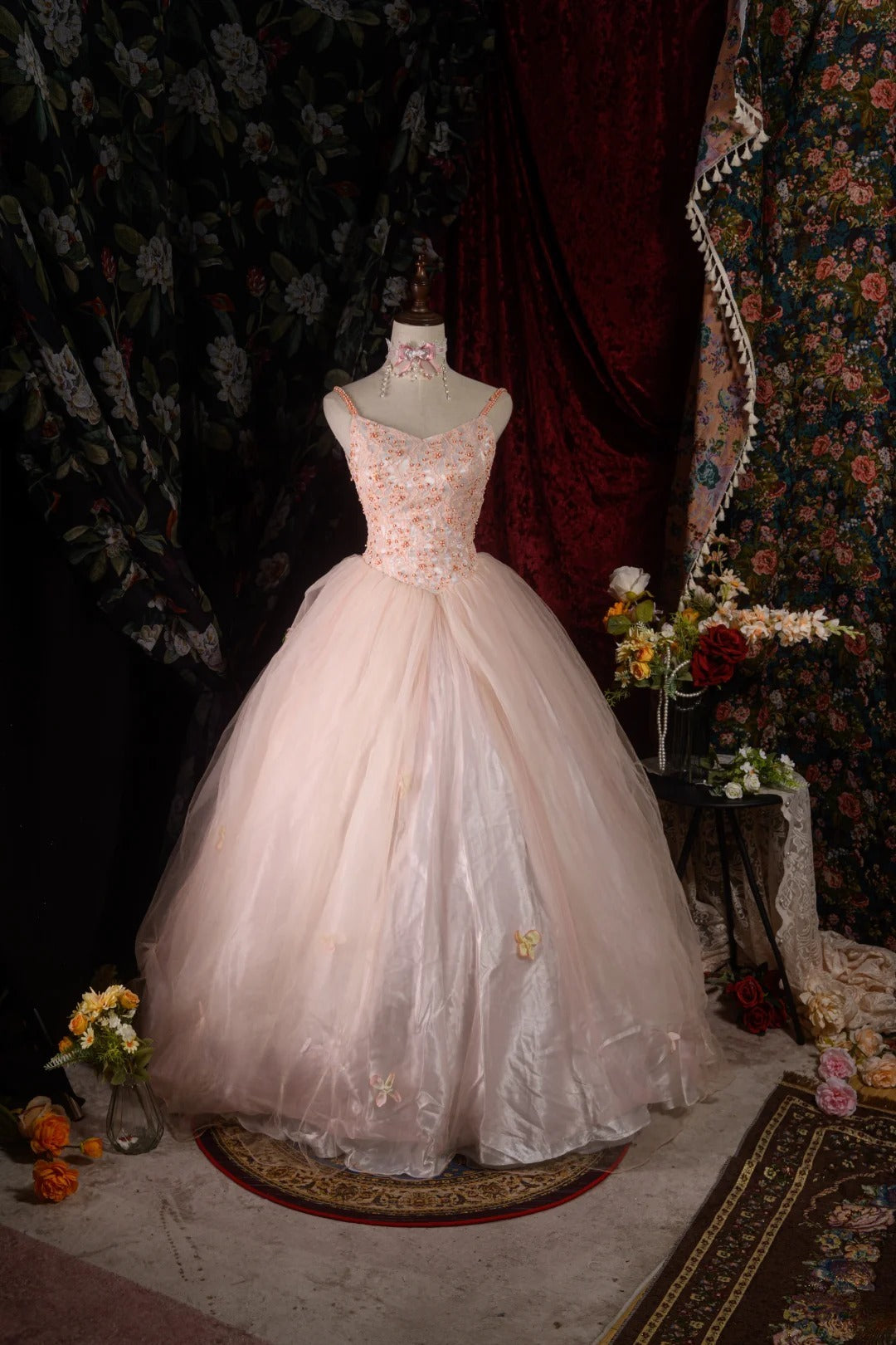 Cute Ball Gown Spaghetti Straps Blush Pink Birthday Outfits Quinceanera Dress 15 Anos Quinceañera Dresses For Pageant RB8587