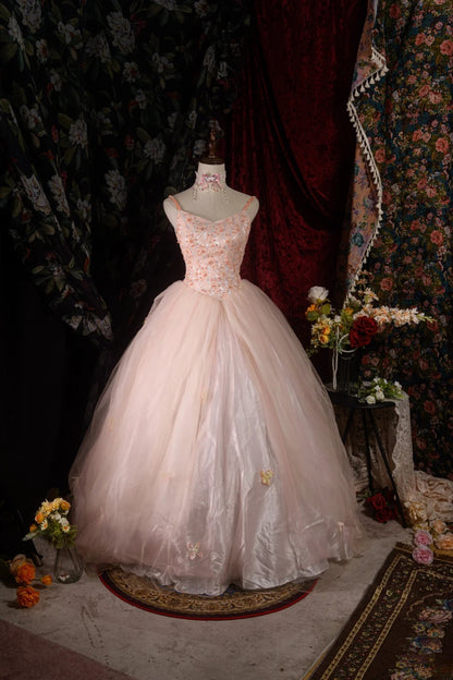 Cute Ball Gown Spaghetti Straps Blush Pink Birthday Outfits Quinceanera Dress 15 Anos Quinceañera Dresses For Pageant RB8587