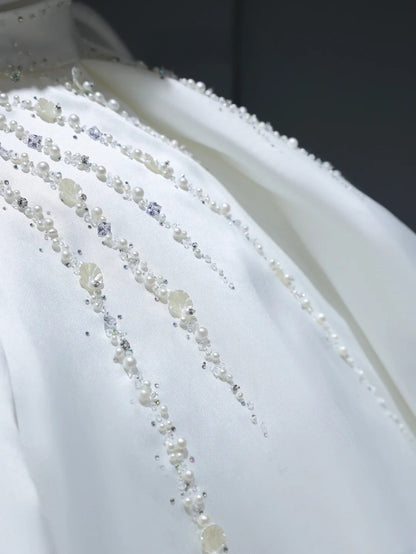 Princess Long Wedding Dress Ball Gown Sweetheart Style for Bride With Pearls Beaded Bodice Train Bridal Dresses AS385
