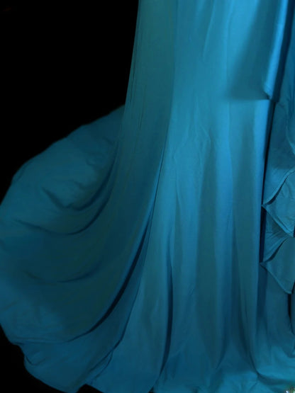 Modest Prom Dresses Mermaid Scoop Blue Chiffon 1950s Retro Classy Party Formal Outfits RB6205