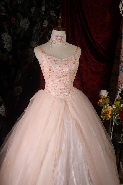 Cute Ball Gown Spaghetti Straps Blush Pink Birthday Outfits Quinceanera Dress 15 Anos Quinceañera Dresses For Pageant RB8587