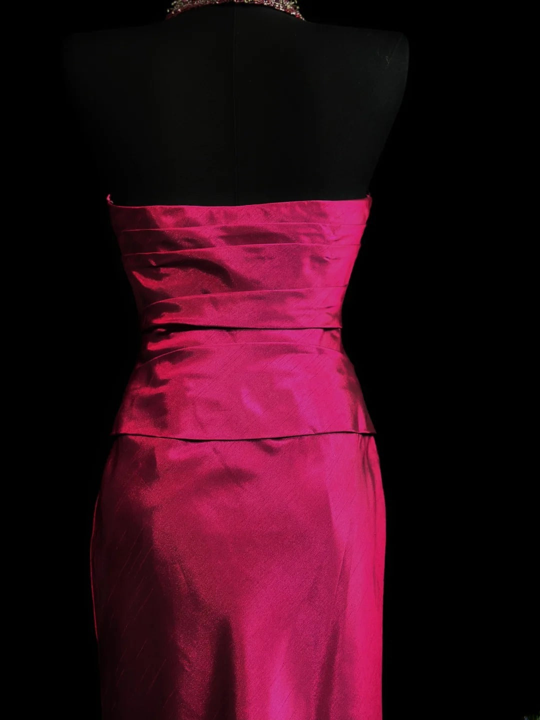 Modest Prom Dresses Mermaid Halter Hot Pink Taffeta 1950s Retro Classy Party Formal Outfits RB6208