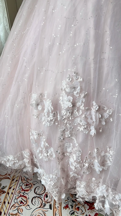 Sweet 16 Dress Ideas Long Scoop Light Pink Tulle With Appliques Lace Ball Gown Sweet Sixteen Birthday Dresses RC0714