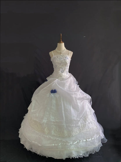Princess Vibes Ball Gown Spaghetti Straps Ivory Long With Lace Tiered Quince Dress inspo Quinceanera Dresses Sweet 15 16 Outfits RB7846